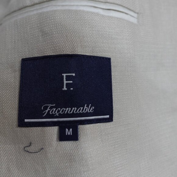 Faconnable Sport Coat 40R Beige Solid 100% Linen 3 Button Half Lined - Picture 2 of 12